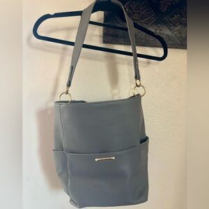 Alexis Bendel Elegant Gray faux Leather Shoulder Bag